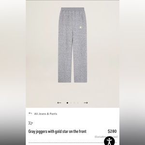 Golden Goose gray joggers with gold star on the front